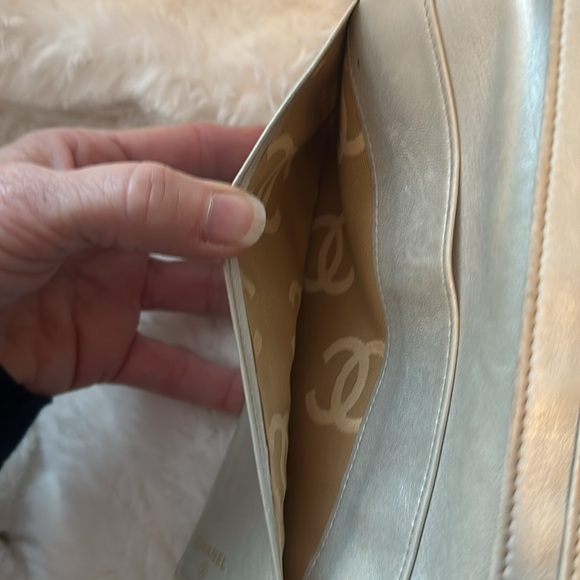 CHANEL Champagne Flap Wallet leather Authentic interior fabric clean w/card - Picture 5 of 9